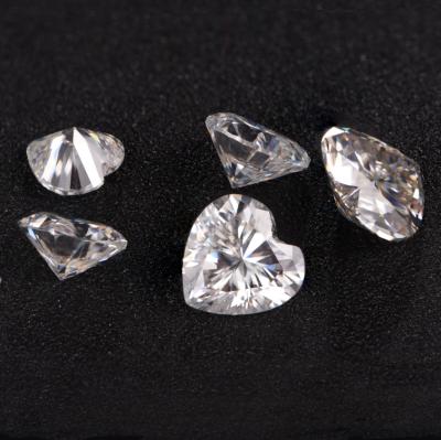 China Clear color VVS game or fire off white color round excellent genuine moissanite cut diamond heart shape in stock for sale