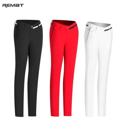 China Quick Dry Anti-wrinkle Women's Belt Golf Pants High Elastic Golf Sports Pants for sale