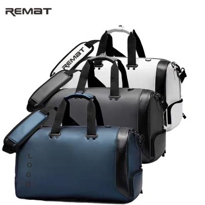 China Customized Large Capacity Synthetic Brand Logo PU Leather Golf Duffel Bag With Separate Shoe Store Bag Clothing Boston Bag for sale