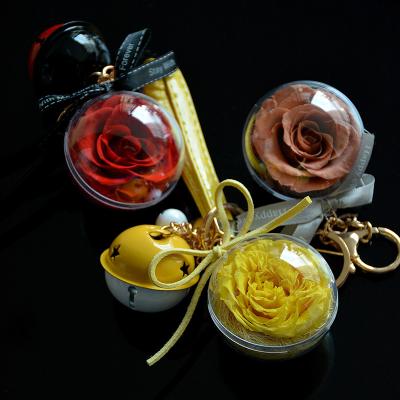 China High Quality Metal Supplies Acrylic Ball Florist Exchange Gift Fashional Gift Diy Key Chain Preserved Rose for sale