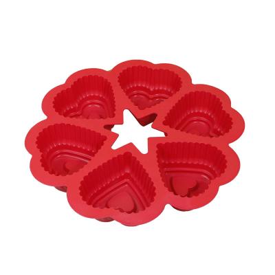 China 6 cavidades en forma de corazón Molde pudín gelatina para Diy hornear silicona moldes de pastel Sobre este artículo en venta