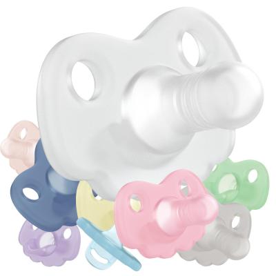 China BPA-freie Säuglinge beißen Kauen Vorräte Nippel Flat Teat Baby Silicone Schnuller zu verkaufen