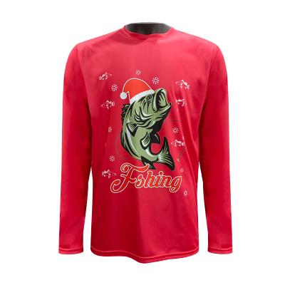 China custom logo upf50+ Anti-wrinkle polyester long sleeve fishing shirt christmas t-shirts for sale