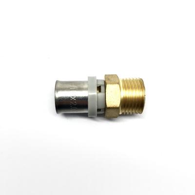 China 50 years GA Brass Press Pipe Fittings Male Socket for Pex And Floor Heating Pipe for sale