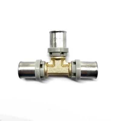 China 50 years China GA Factory Brass Press Pipe Fittings Tee for Pex And Floor Heating Pipe for sale