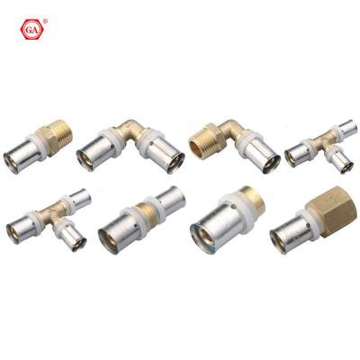 China 50 years China GA Factory Brass Press Pipe Fittings Male Elbow for Pex And Floor Heating Pipe for sale