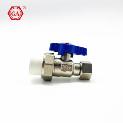 China Heater QIAI factory hot sale nickel plating PPR fitting valve with handle PPR female union ball valve for heater for sale