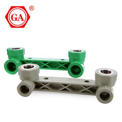 China For cold and hot water piping system GA factory hot sale PPR double elbow wall plated PPR pipe fittings for sale