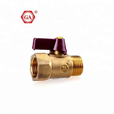 China For cold and hot water piping system GA Qiai factory wholesale GA Brass  GA-1819 Male and female Straight handle ball valve For water Plumbing Tube Pipe for sale