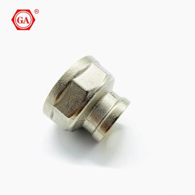 China For cold and hot water piping system GA brand High Quality Pipe Fittings double color brass female reducing socket with brass nickel plating for sale