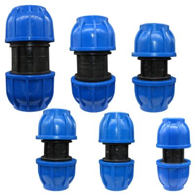 China Water Supply HDPE Compression Coupler Garden Water Connector PP Thread Irrigation Pipe Quick Connector Fittings for sale