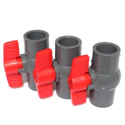 China 50 years NuoNuoWell 3 Color U-PVC Ball Valve Water Pipe Plastic Repair Connector Inner Dia.20 25 32 mm Socket Valve Pipe Fitting Adapter for sale