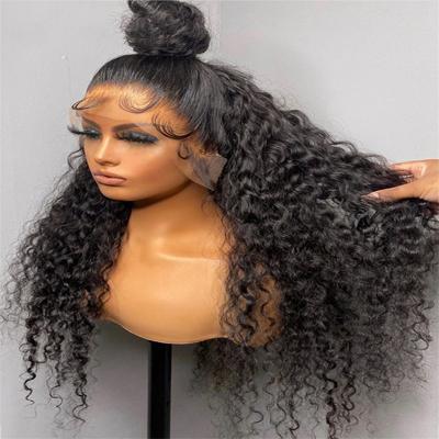 China Loose Wave 180% Density HD Transparent Lace Front Wig,Soft Curly Wave Raw Hair Lace Wig,Cheap Pre Pluck Lace Wig for Black Women for sale