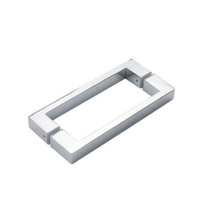 China Contemporary Stainless Steel Door Handle Glass Shape Square Tube And Double Side Door Accessories Pull Handles, Glass Door Pulls for sale