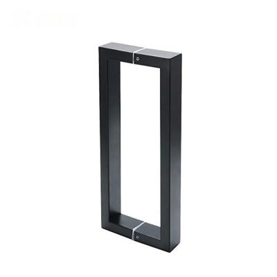 China Contemporary Custom Glass Stainless Steel Door Handle Square Tube And Double Sided Door Fittings Back To Back Handle for sale