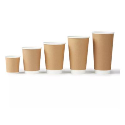 China 100% Biodegradable Disposable Recycled Materials Double Wall Coffee Cup Wrapping Paper Hot Cups for sale