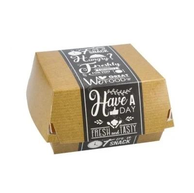 China Waterproof Cardboard Food Box Bakery Burger Pie Packaging Recyclable Kraft Paper Box for sale