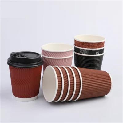 China Recycled Materials Recycled Eco Compostable Single Wall Ripple Coffee Tea Double Wall Disposable Hot Paper Cups for sale