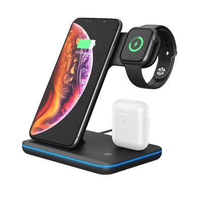 China Mobile Phone 3 in 1 Multifunctional Fast Charging Mobile Phone Holder Wireless Charger Stand Wireless Charger for sale