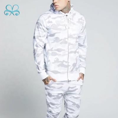 China 2021 New Arrival Anti Shrink Mens Gym Fitness White Camouflage Tracker Hoodie With Full Zipper for sale