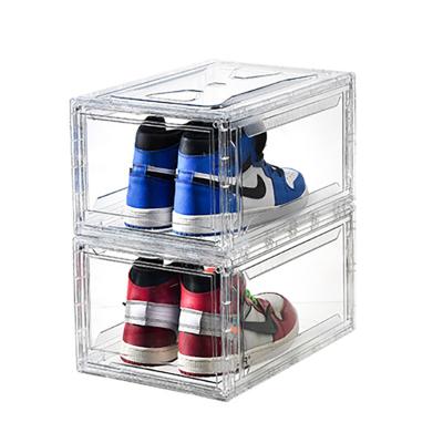 China Recyclable Clear Transparent Boxes Wholesale Acrylic Magnetic Shoe Box Custom Shoe Box With Lid for sale