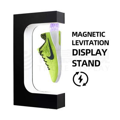 China Magnetic Floating Acrylic Shoe Racks Shoe Racks Sneaker Retail Shelf Levitating Shoes Display For Store for sale