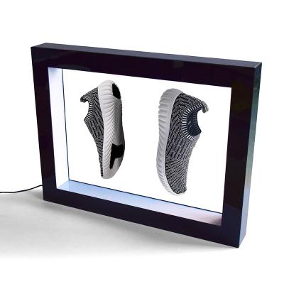 China Shoe Store Magnetic Floating Acrylic Display Levitating Rectangular Sneaker Magnet 2 Shoes Racks Shoe Racks for sale