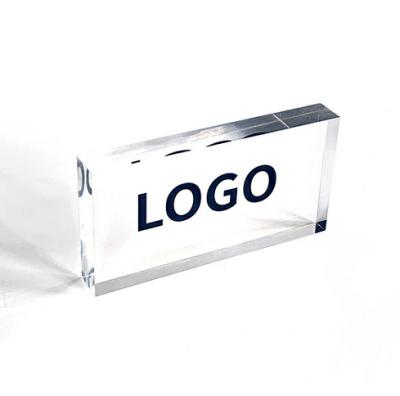 China Free Standing Acrylic Block Nameplate Acrylic Signage Display Custom Logo Block for sale