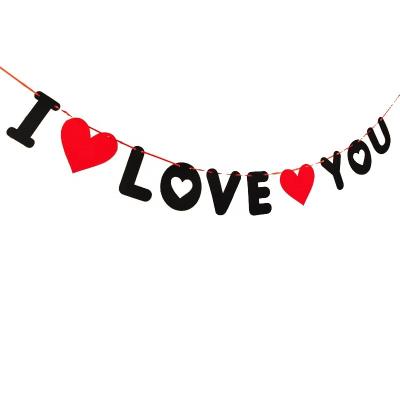 China I LOVE YOU Eco-Friendly and Stocked Banner Burlap Garlands for Valentine's Day Proposal Wedding Anniversary Party Bridal Decorations for sale