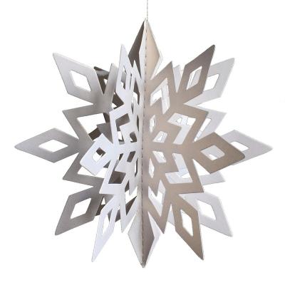 China Eco-friendly Hanging White Snowflakes And Stocked Christmas Snowflake Decorations 12pcs 3D Paper For Window Xmas Trees Christmas New Year Decor for sale