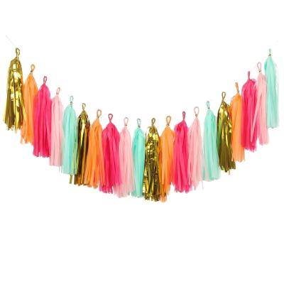 China Eco-Friendly Colorful Decorative Tissue Paper Tassels Stocked DIY Party Garland For Birthday Wedding Halloween Christmas Decoration for sale