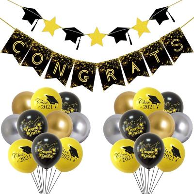 China 2021 Eco-Friendly Supplies And Stocked Graduation Decorations Graduation Party Supplies With Congratulations Banner Class Graduation Balloons for sale