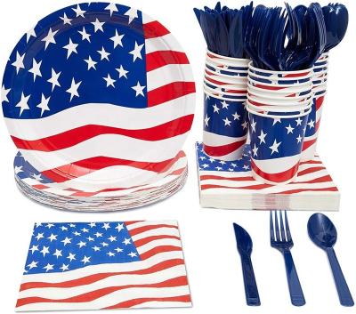 China Modern Patriotic Party Supplies Disposable Dish Napkins Paper Plates Cup Napkins For Veterans Day Election Day 4th Of July Decor for sale