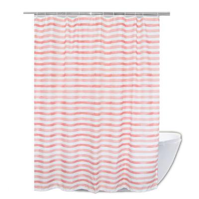 China Sustainable Ware Polyester Orange Pink Striped Microfiber Bath Curtain for sale