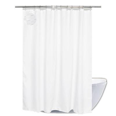 China Sustainable Dobby Waffle Weave Pure White Elegant Hotel Shower Curtain With Metal Hook for sale