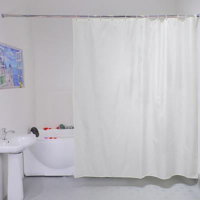 China Sustainable Stylish Solid Color Beige Polyester Fabric Plain Simple Design Shower Curtain for sale