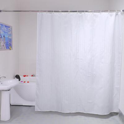 China Hotel Simple Design Waterproof White Polyester Jacquard Striped Shower Curtain for sale