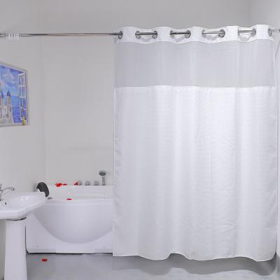 China Viable Wholesale Pure Design Luxury Waterproof Waffle Dobby Weave Hookless Shower Curtain With Liner for sale