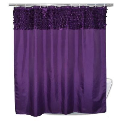 China Sustainable Home Polyester Waterproof 3d Leaves Decorative Purple Shower Curtain for sale