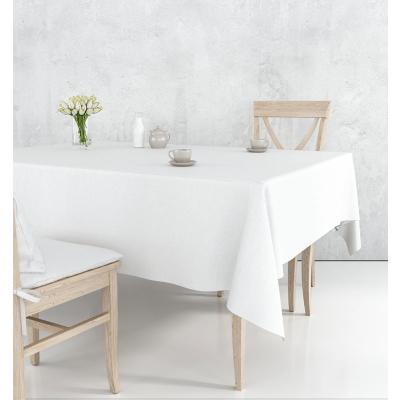 China Waterproof Wholesale Customizable White Rectangular Round 100% Polyester Tablecloth Restaurant Home Party Wedding Table Cloth for sale