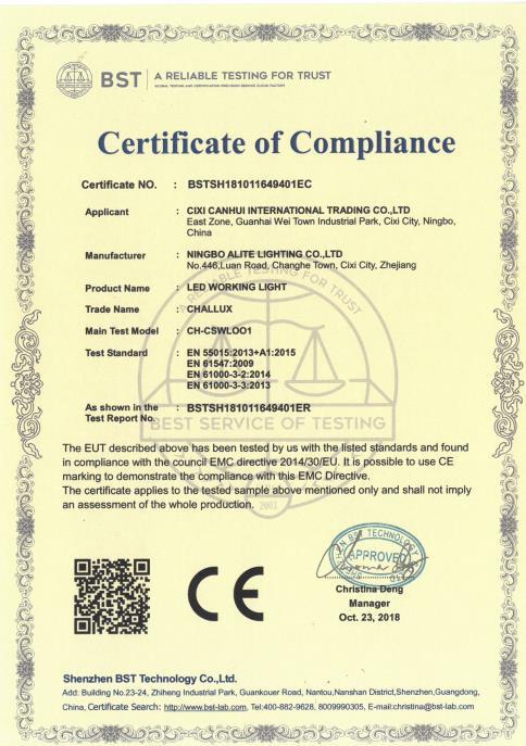 CE - Cixi Challux International Trading Co., Ltd.