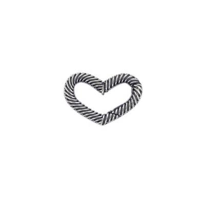 China Fashionable Vintage Style Oxidized Antique Silver Plated Heart Shaped Push In Door Clasp For DIY Jewelry Accessories for sale