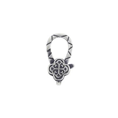 China Fashion Goods Retro Style 925 Sterling Silver Clover Shaped Long Strong Lobster Clasp Closure 19mm Big For Craftsman Jewelry Making for sale