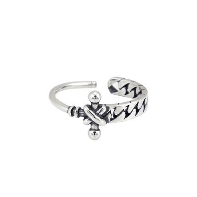 China Hiphop Style 925 Sterling Silver Chain Shaped Cool Retro Sword Ring For Women for sale