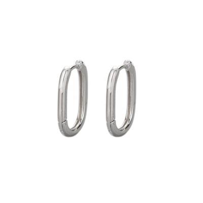 China Trendy Classic Minimalist Gold Plated Simple Round Rectangle Silver Huggie Earring for sale