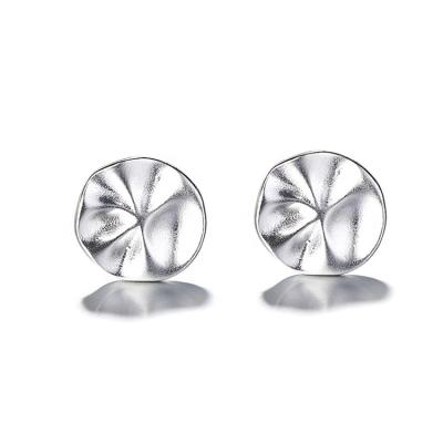 China Abstract Minimalist Irregular Lotus Leaf Disc Stud Earring Fashion in 925 Sterling Silver for sale