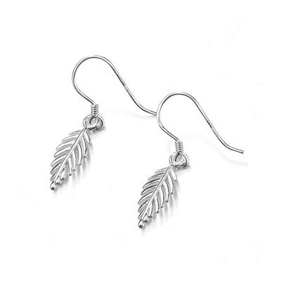 China TRENDY 925 Sterling Silver Leaf Shaped Drop Earrings with French Hook for sale