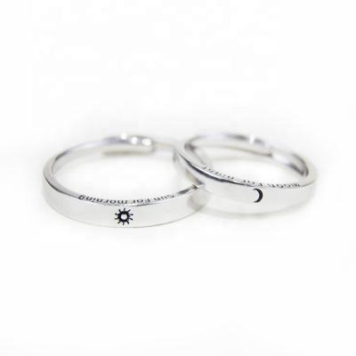 China Romantic Sun for the Morning, Moon for the Night, and You Forever, Sun and Moon Promise Letters Couple Rings for Engagement for sale