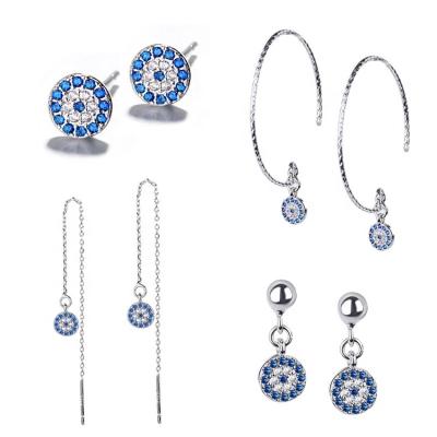 China Trendy Turkish pave CZ evil eye stud earring, drop earring, earring wire and loop earring for sale