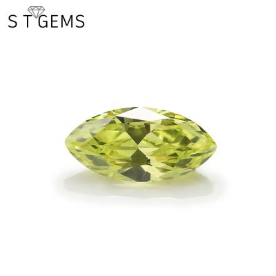 China Color Play or Fire Wholesale Marquise Shape CZ Loose Zirconia Stones Apple Green Zircon For Jewelry for sale